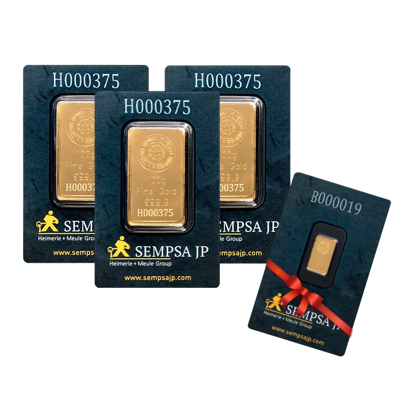 Pack lingotes de oro de 100g