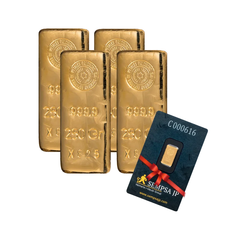 Pack lingotes de oro de 250g